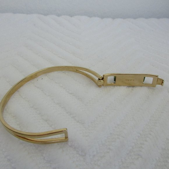 Avon Gold Plated Bracelet With Green Jade Stone Size S - Picture 7 of 9